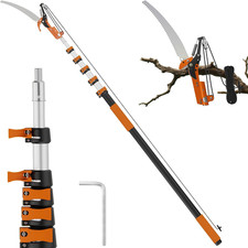 26FT Reach Manual Pole Saw, Tree Trimming Pruner with 5-20 FT Extendable Flip & picture