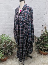 Torrid Pink Green Plaid Open Front Long Boho Duster 5X NWT picture