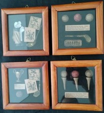 4 Golf Shadow Box Tees Ball 3D Wall Art 4 3/4 x 4 3/4 Antique Decor Vintage Gift picture