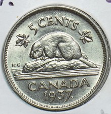 Canada 1937 5 Cents UNC Beaver 298702 combine shipping picture