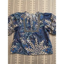 Marie Oliver Blue Paisley Mix Peasant Blouse picture