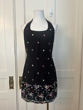 Vintage Y2K Laundry Shelli Segal Floral Embroidered Halter Dress Womens Size 6 picture