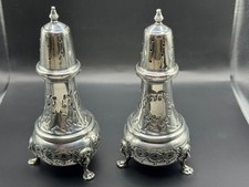 Baldwin Miller Sterling Silver Lion Footed Salt Pepper Shakers 194g Antique picture