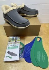 Orthofeet Women's Lorin Hands-Free Suede Slipper-Shoes Gray Size 7.5 B  NWB picture