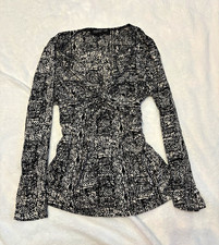 Jones New York Collection Women’s Black/White Abstract V-Neck Blouse Size M picture