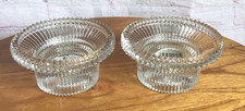 2 Vintage Indiana Glass Reflections Diamond Point Reversible Candle Holder NEW picture