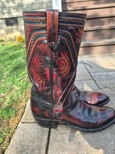 vintage Luchese black cherry 1982 San Antonio cowboy boots 9.5b picture