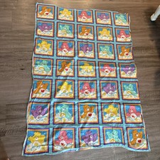 VTG 2003 Care Bears Fabric 43x60 Rainbow Block Stars Character Cotton Sewing  picture