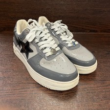 A Bathing Ape Bape Men's Shoes Size 8.5 Gray Patent Leather Sneaker 1H20191046  picture
