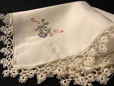 8883🌟Vintage 20s Handmade Monogram Name “LOIS” Tatted Lace Wedding Handkerchief picture