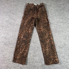 NEW DKNY Laight Straight Jeans Women's 4 Brown Cotton Denim Leopard Print NWT picture