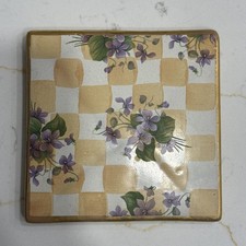 Vintage Mackenzie Childs Ceramic Tile Trivet Coaster 4