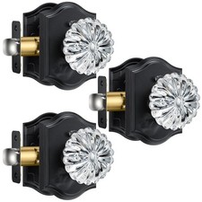 Calzibeno 3 Pack Vintage Black Crystal Door Knobs with Lock picture