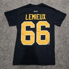 Pittsburgh Penguins Mario Lemieux #66 Reebok T-Shirt Men's Black Y2k Sports SZ S picture