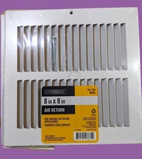 Everbilt 8 In. X 8 In. Steel Return Air Grille For Walls Or Ceilings - White picture