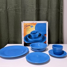 Fiestaware 5-Piece Dinner Set Peacock Blue 830 327 Retired Homer Laughlin picture