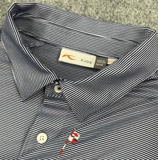 KJUS Soren Polo Shirt Mens 50/Medium Blue Stripe Golf UPF 50+ Friars Head NWOT picture