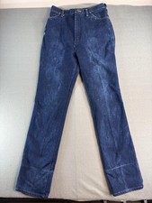 Vintage Wrangler 13MWZMS Jeans Mens 28x34 Dark Wash Cowboy Cut Denim USA picture