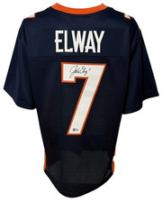 Denver Broncos John Elway Autographed Pro Style Navy Blue Jersey BAS Authenti... picture
