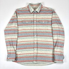 Faherty Legend Sweater Shirt Striped Soft Button Up Mens Sz Large Coral Reef picture