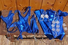 Colleen Kelly Swimwear 7 PC LOT BUNDLE 3 suits, 2 tops, earrings, sarong BLUE M picture
