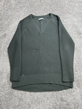 Athleta Hanover Sweater Womens Small Gray Merino Wool Stitchwork V Neck Travel picture