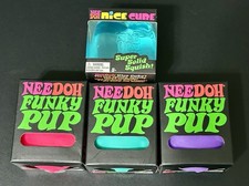 4x Needoh Lot (Pink & Blue & Purple) Funky Pups + Blue Nice Cube Sealed picture