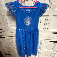 Disney Frozen Elsa Princess Blue Dress Costume Size 6 Polyester Stretch. picture