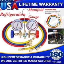 HVAC A/C Car Air Conditioning Refrigerant Recharge Measuring Hose Gas Gauge Kit picture