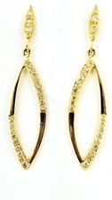 Drop Earrings 1/2CT Natural Diamonds 22K Yellow Gold GAL Certified 4' inch picture