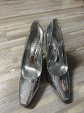 INC International Concepts Shoes Womens Size 5 Silver Square Toe Oaklynn Pumps picture