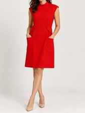 NWOT J. Peterman Nora Sleeveless Mock Neck Sheath Shift Dress Orange Medium picture