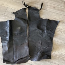 Vintage J.R.D Heavy duty Leather Motorcycle riding Chaps American Made Size M picture