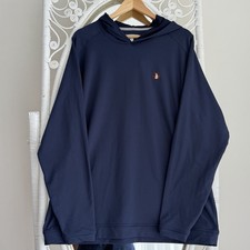 Peter Millar Pine Performance Hoodie Mens XXL Navy Crown Sport Golf Club Leaf picture