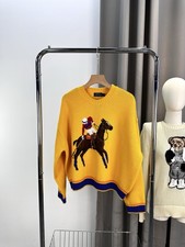 Polo Ralph Lauren Polo Bear Knit cotton Sweater YELLOW PONY WOMEN'S M picture