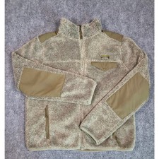L.L. Bean Fleece Jacket Mens L Green Hi-Pile Sherpa Full Zip Nylon Overlay picture
