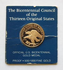 Franklin Mint Official U.S. Bicentennial Gold Medal Proof .500 Fine Gold picture