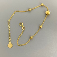 Au750 Solid 18K Gold  Bracelet Beaded Cat eye Bead Beautiful Charm Jewelry 7.1