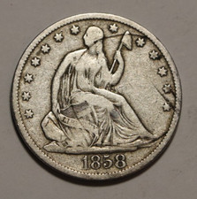 1858 O Seated Liberty Half Dollar 50C Cents Coin Silver picture
