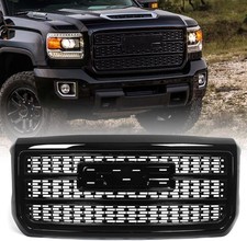 Front Bumper Grille Fit For 2015-2019 GMC Sierra 2500 3500 HD Gloss Black Denali picture