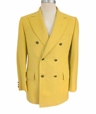 Vintage 50s 60s Bocock-Stroud Co. Yellow Linen Blend Double-Breasted  Blazer 40 picture