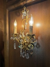 Sherle Wagner Scroll & Crystal Sconces Florentine Gold picture
