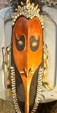 Vintage Papua New Guinea Sepik River Mwai Mask Iatmul Tribe Wood Shells picture