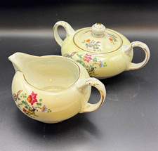 Vintage Bohemia Cecil V 28 Porcelain Creamer & Lidded Sugar Bowl Set Floral Gold picture