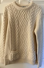 Aran Crafts Ireland Cable-Knit 100% Merino Wool Sweater  w Pockets Women (Sz XL) picture