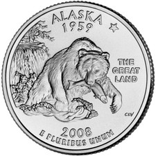 2008 P Alaska State Quarter.  Uncirculated from US Mint roll. picture