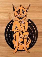 1920-30’s RARE ANTIQUE UNMARKED Dennison? Halloween Devil or Bat Die-Cut Paper  picture