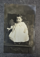 Vintage 1914 RPPC B&W Children Kid Posing on Chair Portrait Postcard picture