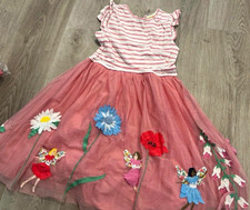 Mini Boden Girls Pink White Striped Fairy Fit & Flare Tulle Dress Size 5 picture