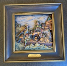 Crossing The Delaware Framed Landscape Print Wood Frame Italy Militaria picture